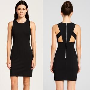 Helmut Lang Designer Mesh Cut-Out Bodycon Mini Dress Black Cut Outs 2 Stretchy